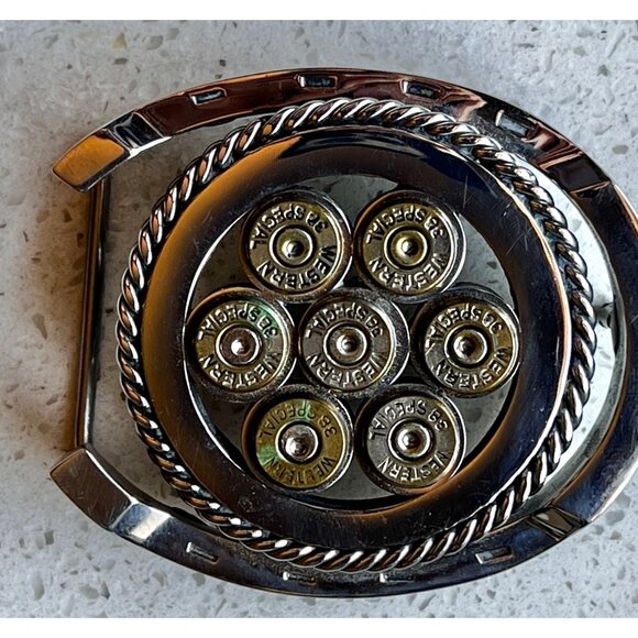 Handmade Stainless Steel Gun Shells Belt Buckle With Western .38 Special Casings - Picture 4 of 6